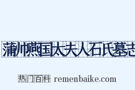蒲帅燕国太夫人石氏墓志是什么意思的图片